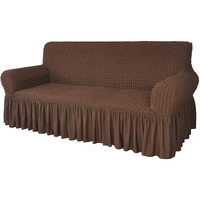 House Of Quirk Turkish Bubble Frill 280 Gsm Sofa Slipcovers, Durable Washable Universal Triple Seater High Elastic Furniture Protector (Coffee, 185-230Cm)
