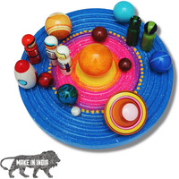 Gift Equals Love Wooden Planets Solar System 3D Model Toys Set Science Learning Educational Galaxy Board Toy With Alien Austronuts Spaceship For Kids Age 3+ (Planets, Galaxy, Astronauts & Aliens)