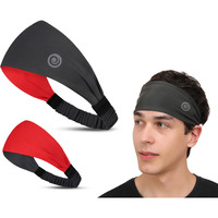 Athmonk Lycra Multipurpose Reversible Headband For Men Women, Colorful Stylish Sweatband Quick Dry Manage Long Hair Wide Snug Fit Elastic For Sports, Running, Gym, Cricket, Badminton, Red