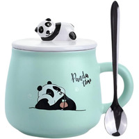 Nyrwana Coffee Mug, Gift Items For Women, Birthday Gift For Girlfriend, Mugs For Gift, Unique Gift For Women, Cups And Mugs, Gift For Women Birthday Special, Panda Mug With Lid And Spoon (Green)
