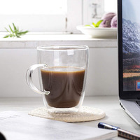 Femora Borosilicate Glass Double Wall Tea Cup- 360 Ml; Set Of 6 Pcs, Transparent