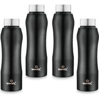 Speedex Stainless Steel Water Bottle 1 Ltr For School, Gym, Office Bottles 1 Litre For Boys, Girls, Men, Women, Kids, Fridge, Black Colour, Set Of 4, Screw Cap
