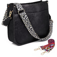 Inovera (Label) Faux Leather Women's Hobo Handbag Ladies Crossbody Shoulder Bags Purse (Black)
