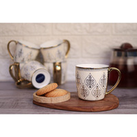 Femora Indian Ceramic Golden Line Tea Cup, Coffee Cup - 6 Pcs, 190 Ml (Not Microwave Safe)