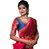 Zerico Women's Indian Traditional Kanjivaram Kanchipuram Silk Pure Zari Weaving Lehenga Choli And Havay Zari Work Dupatta With Blouse (All Unstitched) (Half Saree) (Sky)
