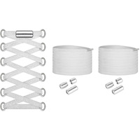 Gozaqe No Tie Elastic Shoe Laces,1 Pairs,Elastic Shoe Laces For Kids,Adult And Elderly,Screw Capsule Shoe Clasp,Suitable For Sports Shoes,Casual Shoes,Hiking Shoes,Etc (White)