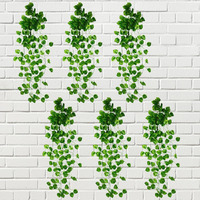 Decorebugs Artificial Plants Leaves Hanging Ivy Garlands Plant Greenery Vine Creeper Home Decor Door Wall Balcony Decoration Party Festival Craft (Pack Of 6)