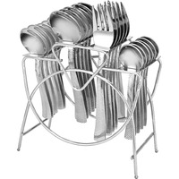 Parage 25 Pieces Artic Premium Stainless Steel Cutlery Set For Home & Kitchen (Contains: 6 Table Spoons, 6 Forks, 6 Tea Spoons, 6 Dinner Spoons, 1 Ss Stand), Spoon Set For Dining Table Stylish, Silver