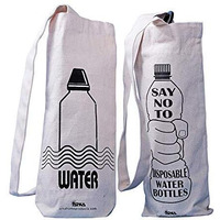 Arka Home Products Water Bottle Sling Bag - Eco-Friendly, Washable, Reusable Carrier - Set Of 2, Off-White Canvas, 1 L