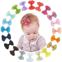 Palay Mini Hair Bow Grosgrain Ribbon Hair Bows With Alligator Bow Clips For Baby Girls Toddlers Kids, 20 Pieces Colors, Multicolour