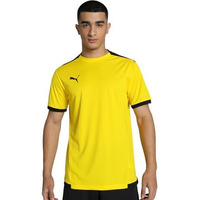 Puma Polyester Men's Solid Regular Fit T-Shirt (704917_Cyber Yellow-Black, Medium