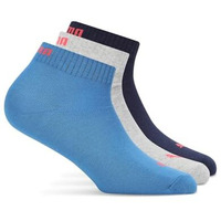 Puma Unisex-Adult Cotton Regular Quarter Plain Socks 3P, Navy-Light Gray Heather-Strong Blue, 37/40 (68666402)