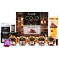 Nutriglow Gold Kesar Facial Kit (250Gm + 10Ml) With Bleach Cream (43Gm) & Face Wash (65Ml), All Skin Types (Pack Of 3)