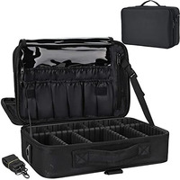 Lacopine Portable 29 Cms Cosmetic Organizer With Shoulder Straps Multi Functional Cosmetic Bag Makeup Handbag For Travel & Home Gift (Black)
