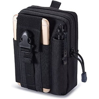 Olahraga Multipurpose Tactical Nylon Waist Bags, Universal Outdoor Molle Edc Belt Waist Pouch With Phone Pocket For Camping Hiking Cycling Hunting Climbing Travel (Black)