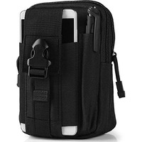 Tourtier Tactical Molle Pouch, Compact Utility Belt Pouch, Military Army Edc Waist Bag With Cell Phone Holster For Sports, Hiking, Camping, Traveling (Black)