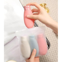 Rixtec Pack Of 3 Refillable Travel Bottles For Toiletries Silicone Container For Cream, Shampoo Hand Wash, Lotion Storage Bottle Travel Accessories Leak Proof (60 Ml)