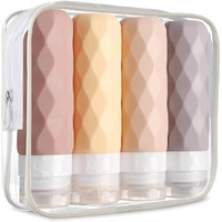 Travease Travel Bottles For Toiletries, Caa Approved 90Ml Silicone Travel Bottles, Leak Proof Squeezable Travel Size Containers, Travel Essentials For Lotion, Soap, Shampoo (4 Pack), Pastel