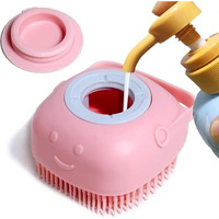 Kerok Body Scrubber With Soap Dispenser Brush, Silicone Exfoliating Brushes, Soft Body Exfoliator, Bath Loofah For Babies, Kids, Women, Men And Pets (Multicolor) - Pack Of 1 (Small Bath Brush)