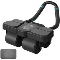 Upgraded Automatic Rebound Four Wheel Elbow Support Roller With Digital Timer & Mobile Holder Intelligent Abdominal Curling Muscle Training Exercise Fitness Equipment For Home, Gym Workout (Acrylonitrile Butadiene Styrene, Polyvinyl Chloride)