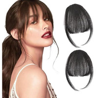 Baerfit Clip In Bangs For Women 100% Human Hair Extensions For Women Black Artificial Front Bangs Fake Bangs Clip Curved Bangs Fake Bangs Hair Topper Wig Real Hair Topper
