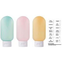 Inovera (Label) 3 Pcs Travel Toiletries Refillable Shampoo Body Lotion Squeeze Bottles Kit 60Ml (Multicolor)