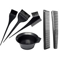 Winkelen Plastic Brush With Bowl, Color Mixing Bowl Set With 2 Pcs Hair Dye Brush Set, Colouring Kit For Salon And Home Use For Men And Women (4 Kit+2Pcs Comb), 200 Ml, Yellow