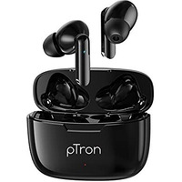 Ptron Bassbuds Duo New Bluetooth 5.1 Wireless In Ear Headphones,Stereo Audio,Touch Control Tws,Dual Hd Mic,Type-C Fast Charging,Ipx4 Water-Resistant,Passive Noise Cancelling&Voice Assistant (Black)