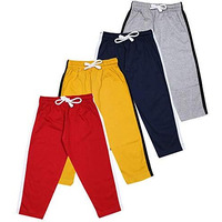 Luke And Lilly Boys Cotton Regular Fit Mid Rise Trackpant - Pack Of 4 (Multicoloured_ 6-7 Years) Red Combo