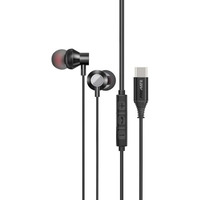 Promate Silken-C Usb-C Earbuds, Premium Comfort-Fit Type-C In-Ear Earphones With In-Built Microphone, Anti-Tangle Cable, Hands-Free Calling And Button Controls For Usb Type-C Enabled Devices.Black