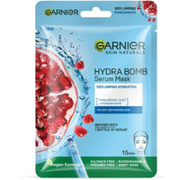 Garnier Skin Naturals, Serum Mask, Hydrating & Soothing, Hydra Bomb Pomegranate Mask, 1 Pc, 28G