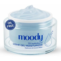 Moody 7D Hydro Burst Oil-Free Water Gel Face Moisturizer With Hyaluronic Acid, Ceramides & Peptides For 100Hr Hydration | Skin Barrier Repair Cream For All Skin Types | Men & Women, 50 Ml