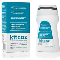 Kitcoz Daily Anti Dandruff & Anti Itch Shampoo (Non-Drying) | Reduces Up To 100% Dandruff & Itching From Source | Ceramide Complex & Salicylic Acid To Strengthen & Condition Hair | For Men & Women (100Ml)