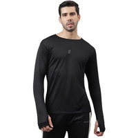 Aticx Men's Slim Fit Polyester Full Sleeve T Shirt - Training Tee With Thumb Hole Glove For Gym, Cycling, Running (Smoky Black_Xl)