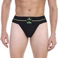 Playfitz Deffender Pro Mens Athletic Workout Gym Underwear With Cup Pocket, Testicle Supporter, Quick Dry, Moisture Wicking, Breathable Cotton, Stretchable Ideal For Cricket/Running (Black, L)