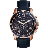 Fossil Men Leather Grant Sport Analog Blue Dial Watch-Fs5237, Band Color-Blue