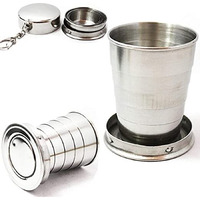 Murtisiddh Folding Stainless Steel Travel Mug Cup Glass/Camping Water Glass/Collapsible Shot Glass/Stainless Steel Glass/Expandable Shot Glass, 160 Ml