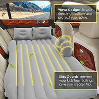 Premium Car Inflatable Bed With Pump & 2 Air Pillow|Quick Inflatable Back Seat Bed|Car Inflatable Mattress|Car Bed Mattress|Car Bed For Kids,Travel,Trips,Camping,Picnic,Pool & Beach|Universal Fit|Grey