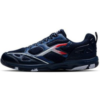 Hundred Raze Pro Badminton Shoes (Non Marking) | Also Indoor Sports | Lightweight, Breathable & Durable | X-Cushion | Active Grip Sole | Extended Heel Lock (Navy/White/Red ; Uk 10)