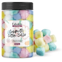 Fabskin Cosmetic Cotton Balls For Skin Cleaning | Makeup And Nail Polish Remover | Best For Applying & Removing Makeup | Safe For Sensitive Skin | 100% Pure Soft Cotton (100 Count - Pack Of 1)