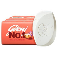 Godrej No. 1 Bathing Soap Kesar & Milk Cream Grade 1 Soap & Long-Lasting Fragrance, Combo Pack Of 4 (150G Each)