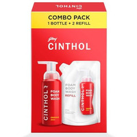 Cinthol Original Foam Body Wash - Combi Pack (600Ml) | 1 Bottle & 2 Refill | Unique Foam Formula For Moisturized & Irresistibly Soft Skin | Suitable For All Skin Types
