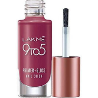 Lakm 9 To 5 Primer + Glossy Finish Nail Colour, Berry Business, 6 Ml
