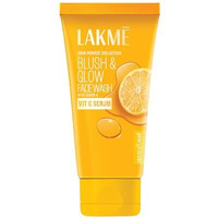 Lakm Blush & Glow Exfoliating Face Wash With Vitamin C Serum, Brightening And Gentle Facewash With Lemon Fruit Extracts For All Skin, 100Gm,1 Count