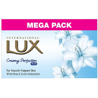 Lux International Creamy Perfection Plus Soap 500 G (4 X 125 G), For Smooth Fragrant Skin With White Rose And Swiss Moisturizer Bathing Soap | For Glowing Skin |
