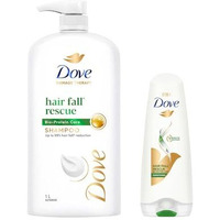 Dove Hair Fall Rescue Shampoo 1 Litre + Conditioner 175Ml, Combo | For Thicker Hair | Enriched With Nutrilock Actives