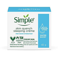 Simple Water Boost Skin Quench Sleeping Creme| 100Hr Hydration |For Dry Skin Type| No Alcohol| No Perfume| No Harsh Chemicals| 40 G