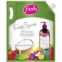 Dabur Fem Fruity Squash Soft & Safe Handwash - 1500Ml|Enriched With Goodness Of Coconut Milk & Vitamin E|Long Lasting Fragrance