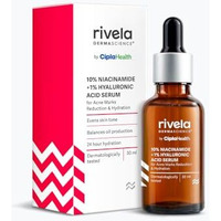 Rivela Dermascience 10% Niacinamide Face Serum By Cipla For Acne Marks, Scars, Oil Control With 1% Hyaluronic Acid, Evens Skin Tone & Promotes Hydration, 30Ml