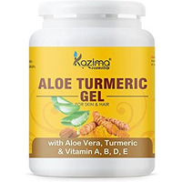 Kazima Aloe Turmeric Gel With Pure Aloe Vera, Turmeric & Vitamin A, B, D, E For Face, Skin & Hair - Moisturizing, Skin Brightening, Acne Scars, Wrinkles, Sunburn & Dark Circles (500 Gram)